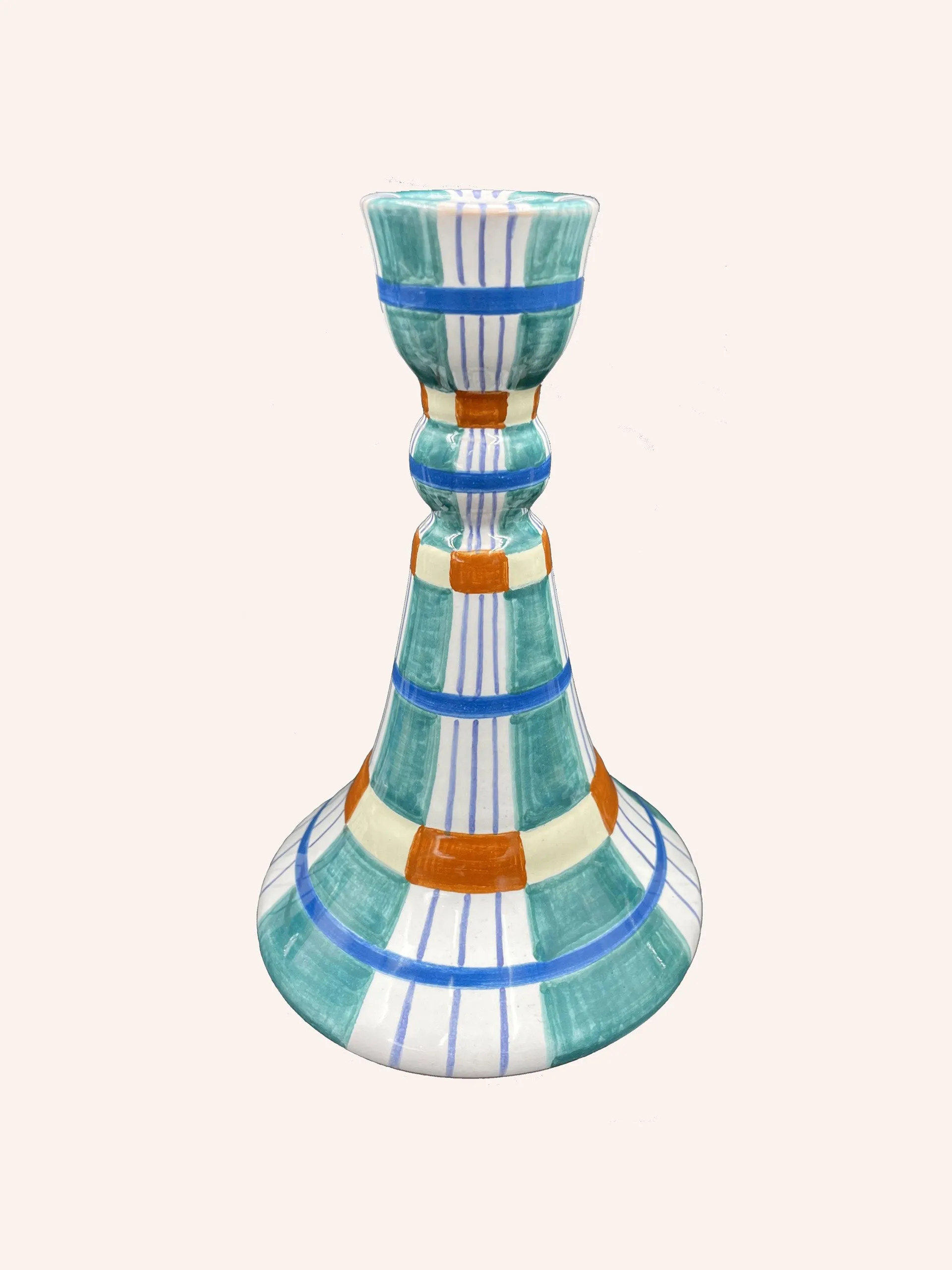 Kente candlestick, turquoise