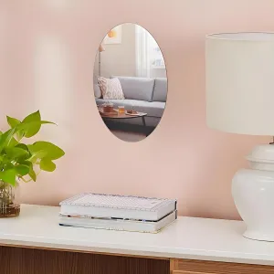 Kriq Oval shape adhesive mirror sticker for wall on tiles bathroom bedroom living room Basin Mirror Bathroom Wall Mirror Stickers unbreakable plastic wall mirror