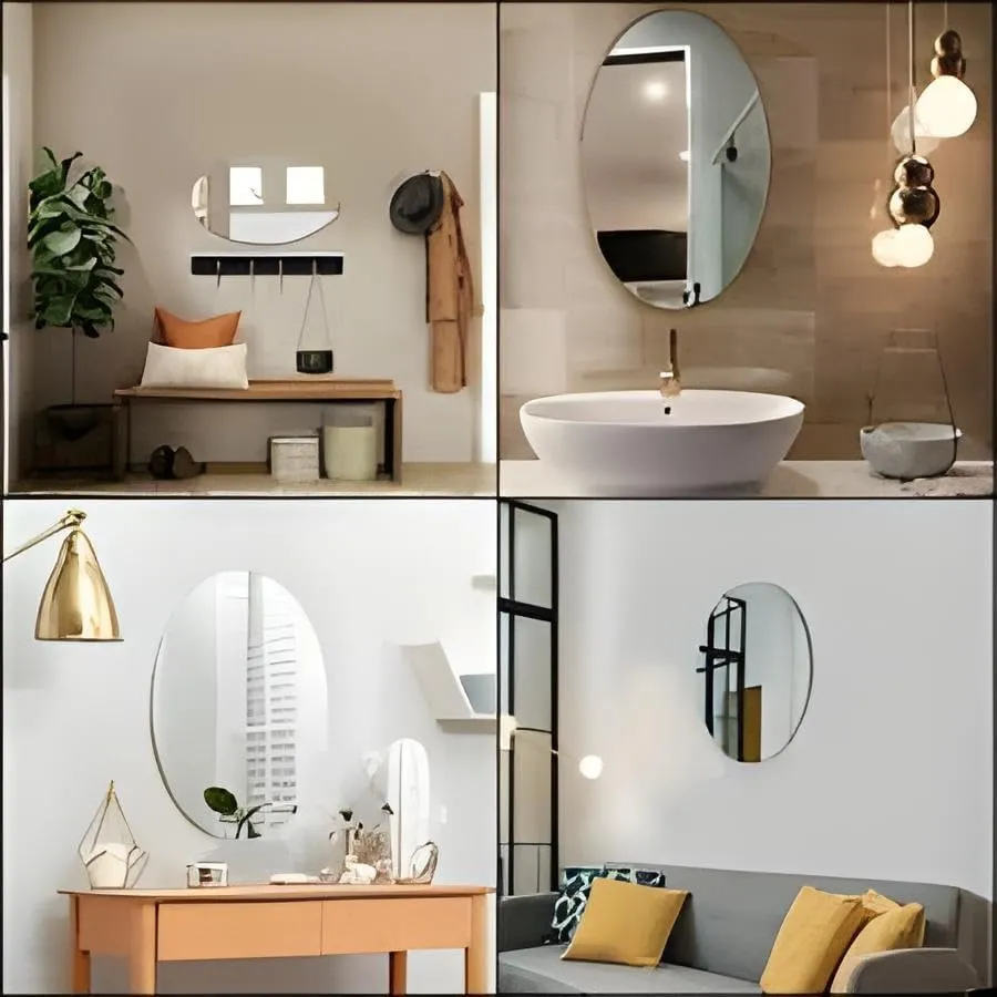 Kriq Oval shape adhesive mirror sticker for wall on tiles bathroom bedroom living room Basin Mirror Bathroom Wall Mirror Stickers unbreakable plastic wall mirror