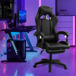 Kuber Industries Ergonomic PC Gaming Chairs with Wheels | Comes with Headrest, Lumbar Support Cushions & Footrest | Comfortable Chair for Long Sitting & Back Pain Relief | 2023-6F-BLK-Black