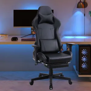 Kuber Industries Ergonomic PC Gaming Chairs with Wheels | Comes with Headrest, Lumbar Support Cushions & Footrest | Comfortable Chair for Long Sitting & Back Pain Relief | WC2022-1F-BLU-Blue