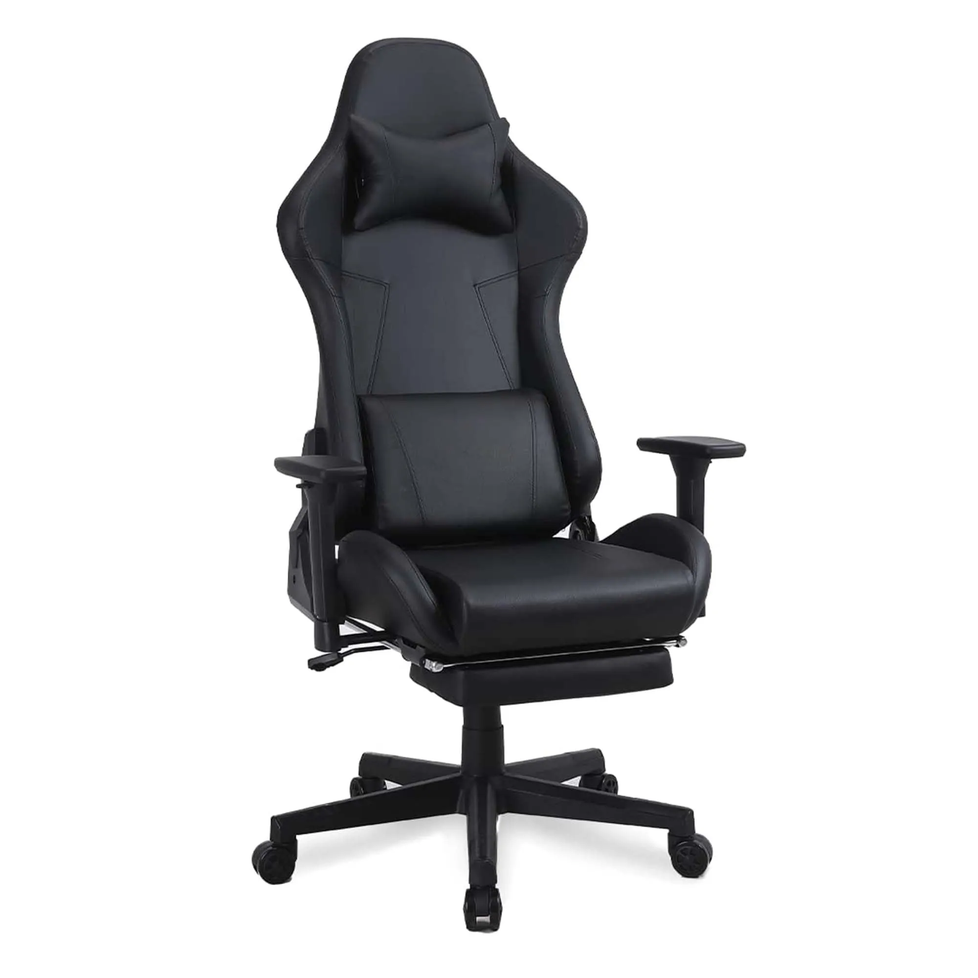 Kuber Industries Ergonomic PC Gaming Chairs with Wheels | Comes with Headrest, Lumbar Support Cushions & Footrest | Comfortable Chair for Long Sitting & Back Pain Relief | WC2022-1F-BLU-Blue