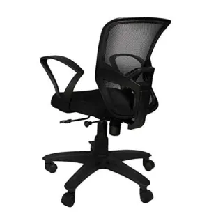 Kuber Industries Ergonomic Revolving Office Chairs for Work from Home | Comes with Manual Height Adjustable & Armrest Support | Comfy Study Chair for Students with Wheels | Black