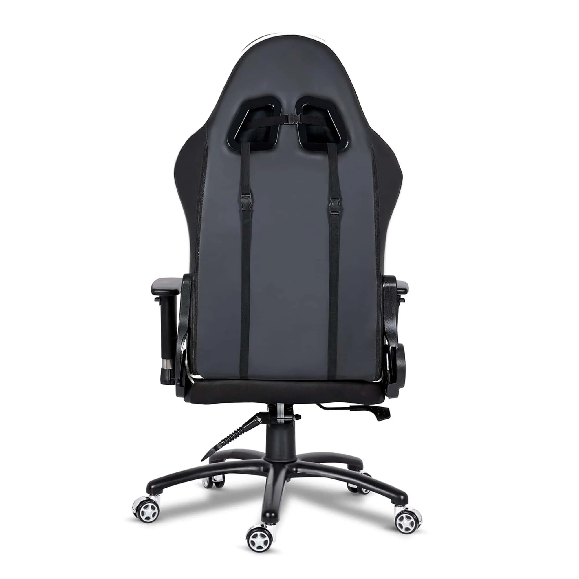 Kuber Industries Revolving Ergonomic PC Gaming Chairs with Wheels | Comes with Headrest, Lumbar Support Cushions & Footrest | Comfortable Chair for Long Sitting & Back Pain Relief | Black & White