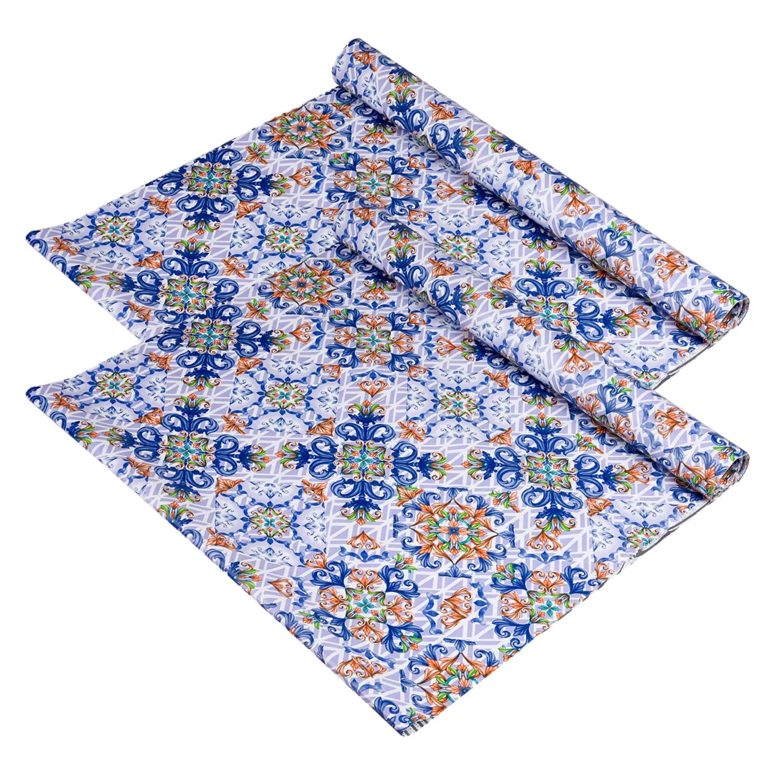 Kuber Industries Shelf Liner | Kitchen Cabinet Shelf Protector | Kitchen Liners for Cabinets and Drawers | Drawer Liner Mat | Flower Star Shelf Liner Roll | Cabinet Mat | 5 MTR | Pack of 2 | Blue