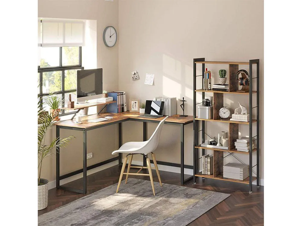 L-shaped Computer Desk with Monitor Stand