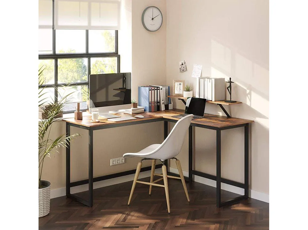L-shaped Computer Desk with Monitor Stand