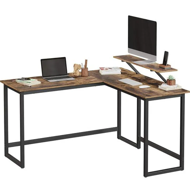 L-shaped Computer Desk with Monitor Stand