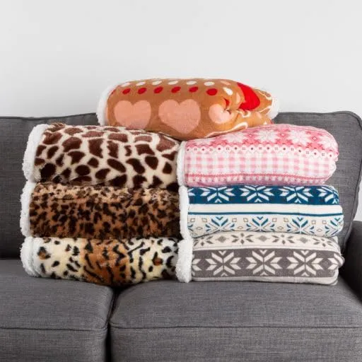 Lavish Home Fleece/Sherpa, Leopard Throw Blanket, 50x60 Inch, Multicolour