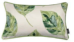 Leaf Forest Green Floral Cotton Print Piped Edge Pillows