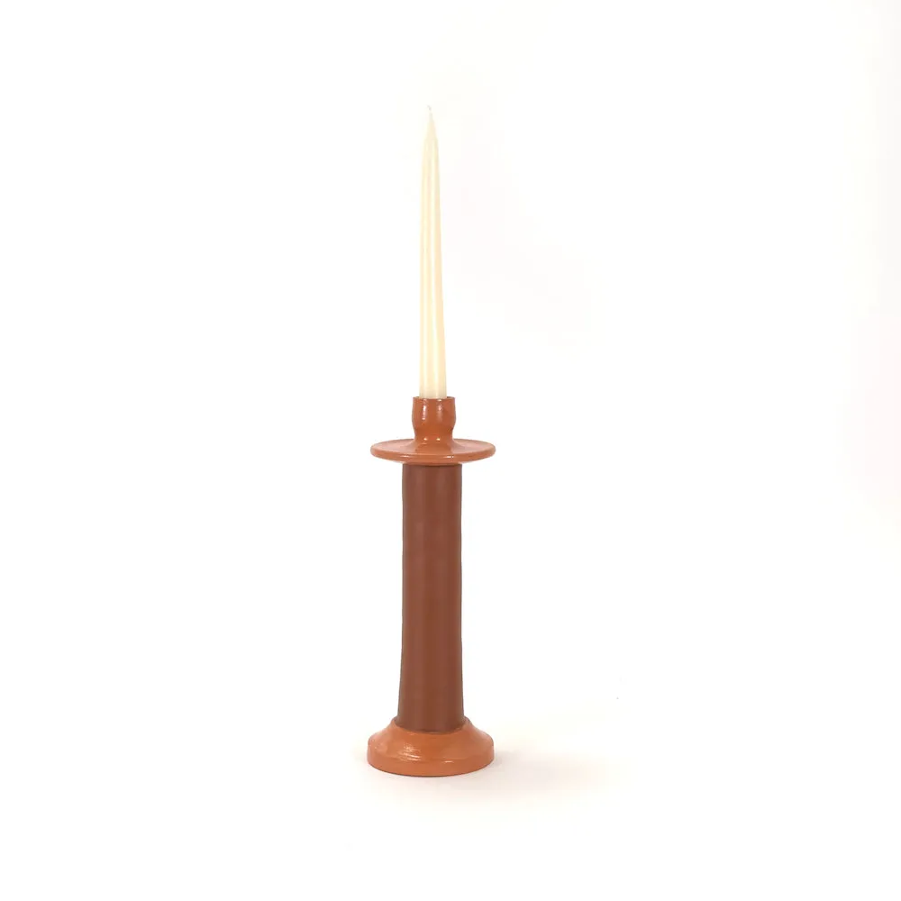 Leather-Wrapped Taper Candle Holder
