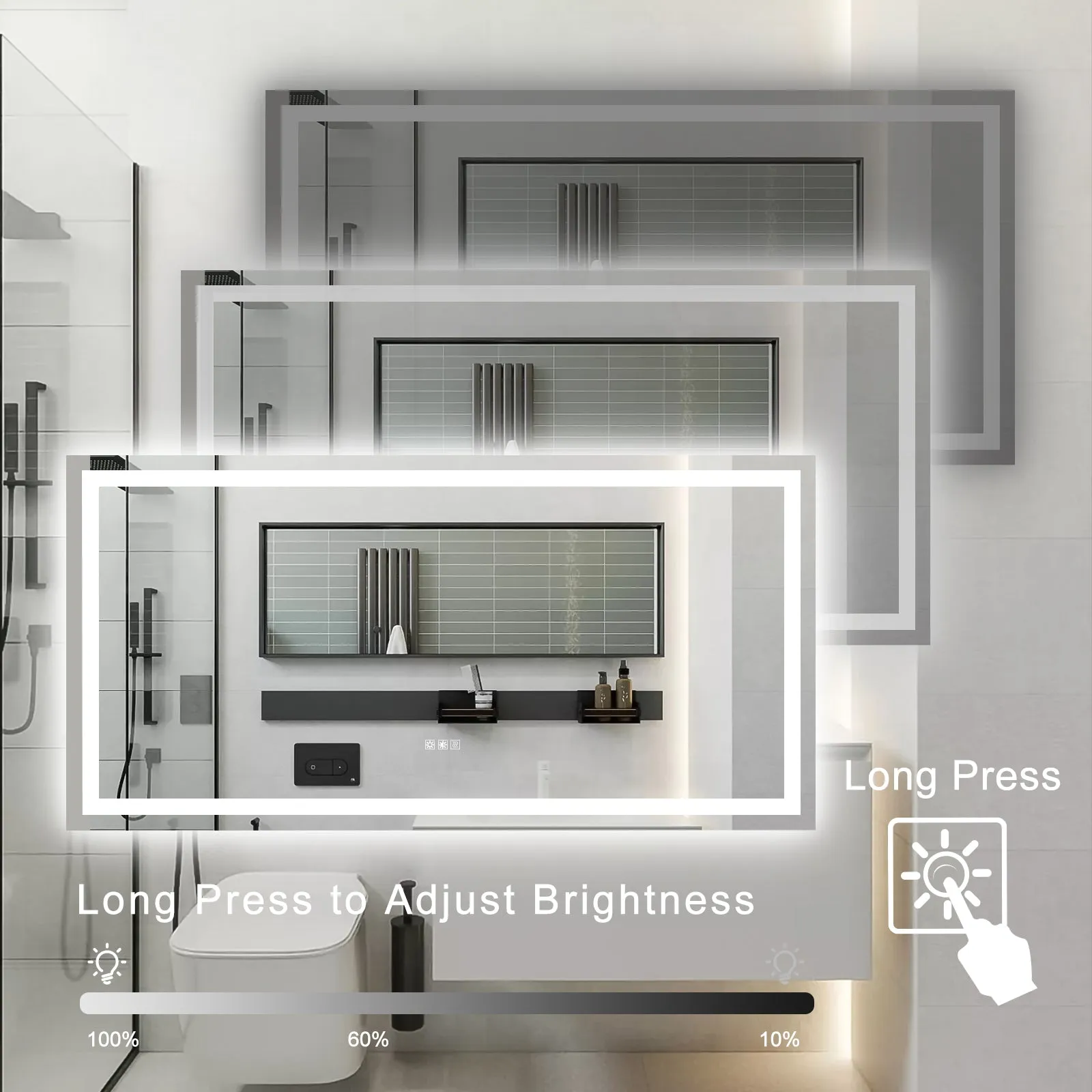 LED Bathroom Mirror 72x36  Inch with lights, anti-Fog & Dimming Led Bathroom Vanity Mirror