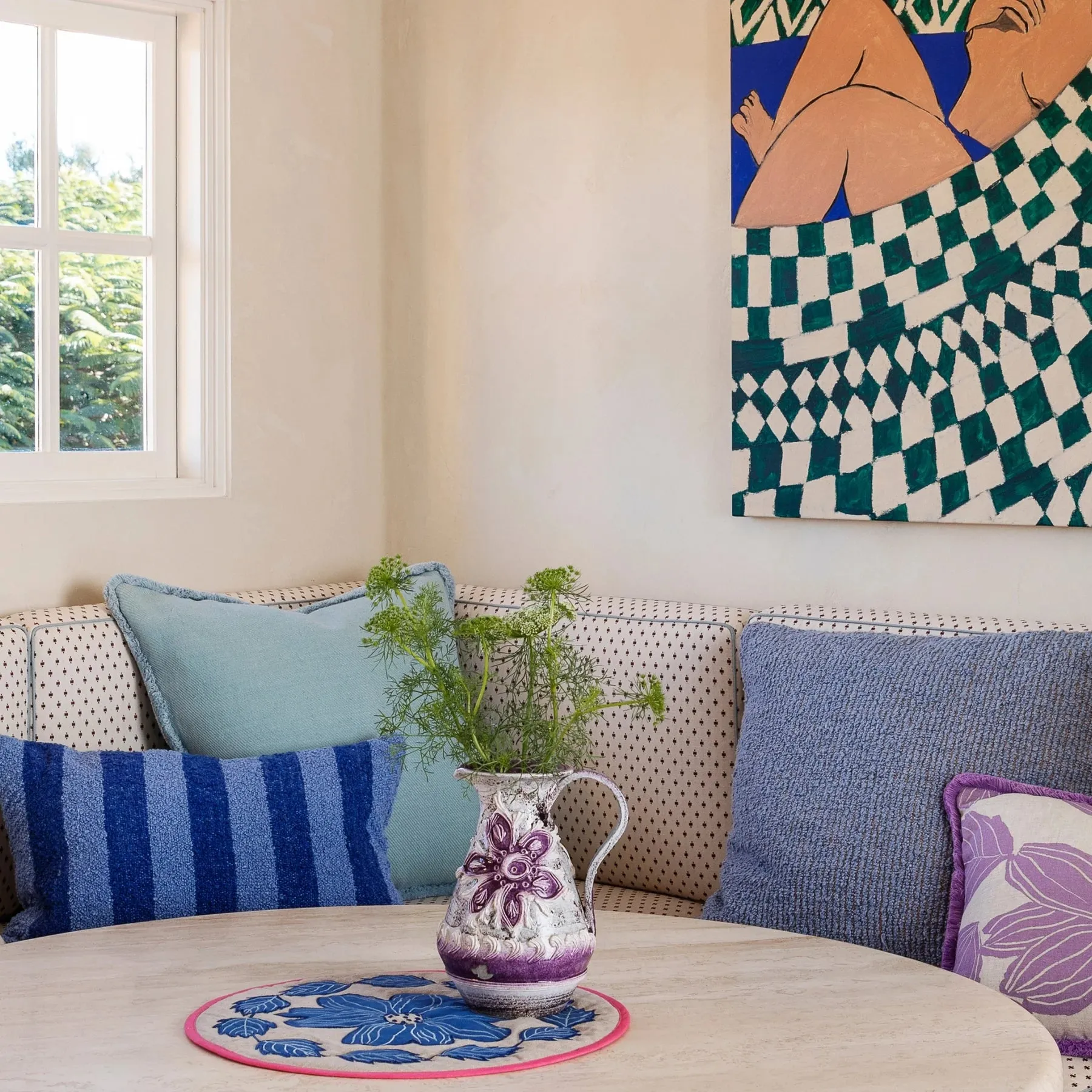 Levan Blue Linen Cushion