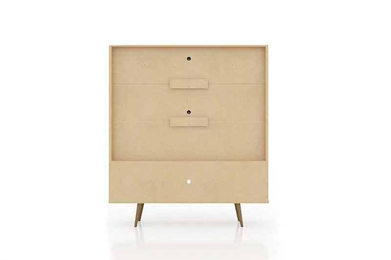 Liberty 63" Freestanding Entertainment Center with Overhead shelf in White and 3D Brown Prints