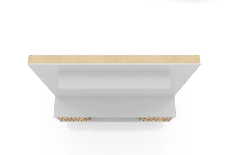 Liberty 63" Freestanding Entertainment Center with Overhead shelf in White and 3D Brown Prints