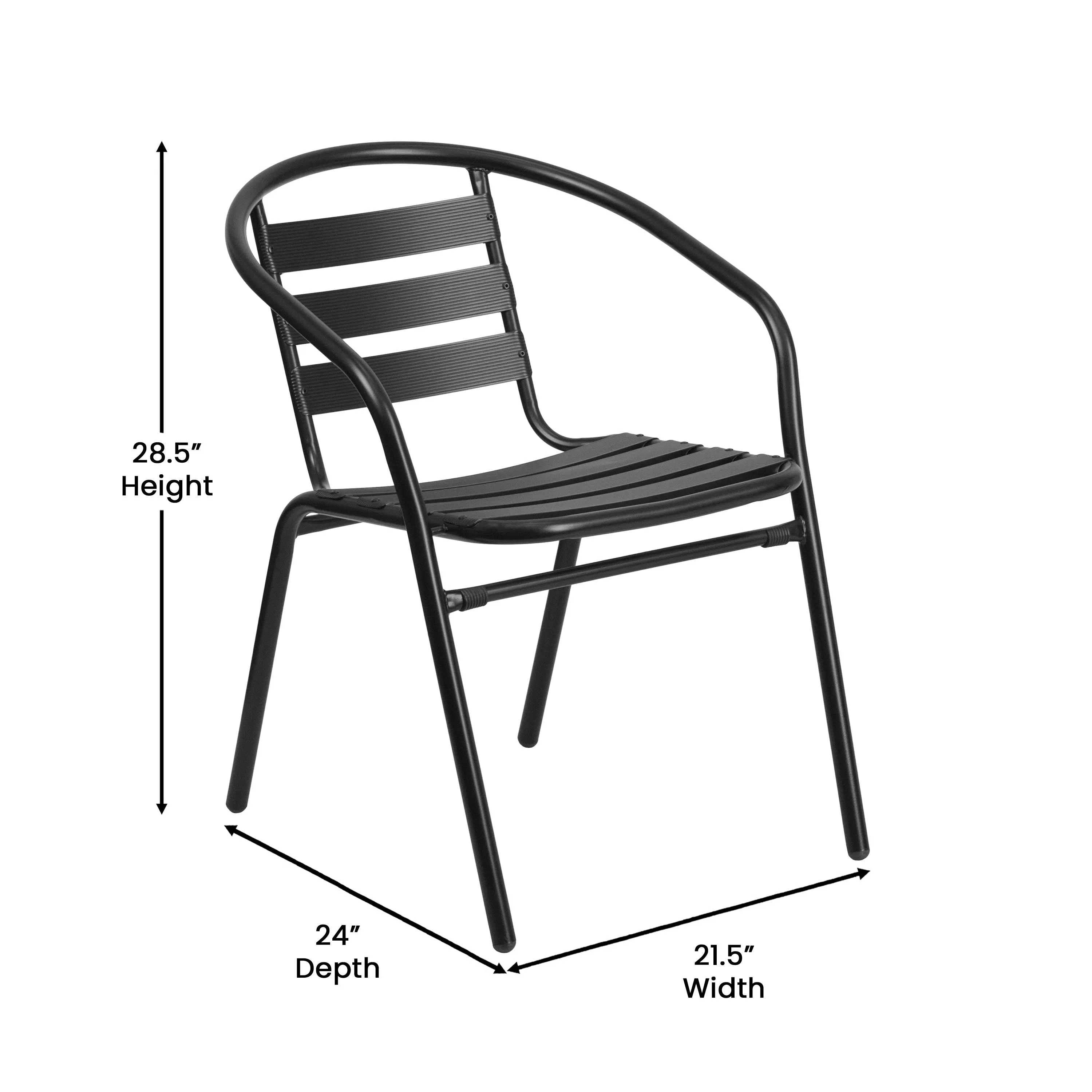 Lila 5 Piece Commercial Outdoor Patio Dining Set with Tempered Glass Patio Table with Umbrella Hole and 4 Triple Slat Chairs