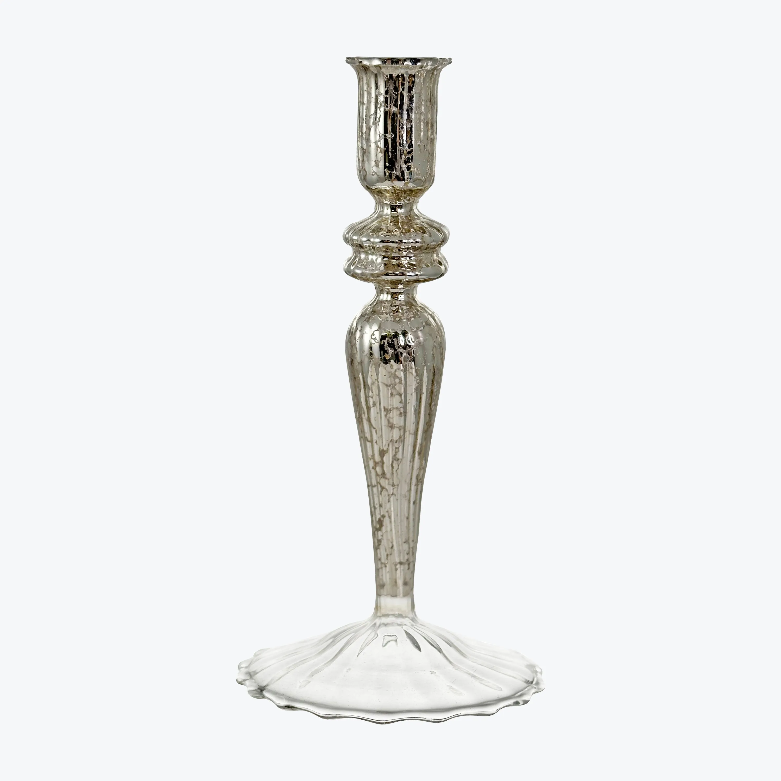 Lined Antique Silver Glass Candleholder