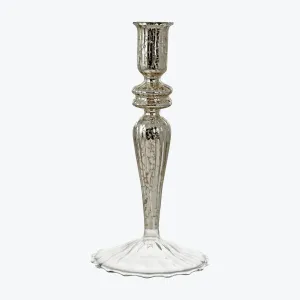 Lined Antique Silver Glass Candleholder
