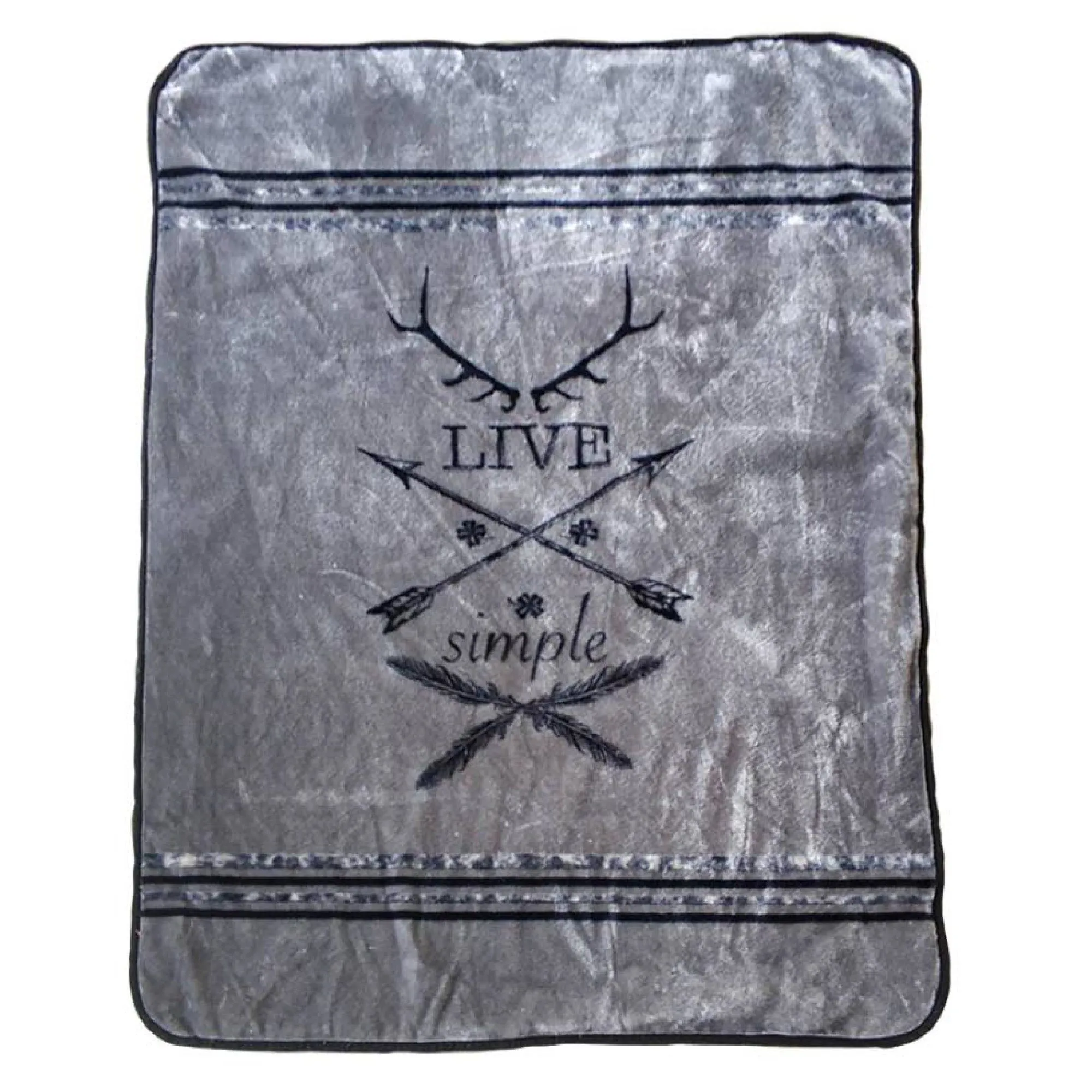 Live Simple Grey Plush Mink Throw 50x60