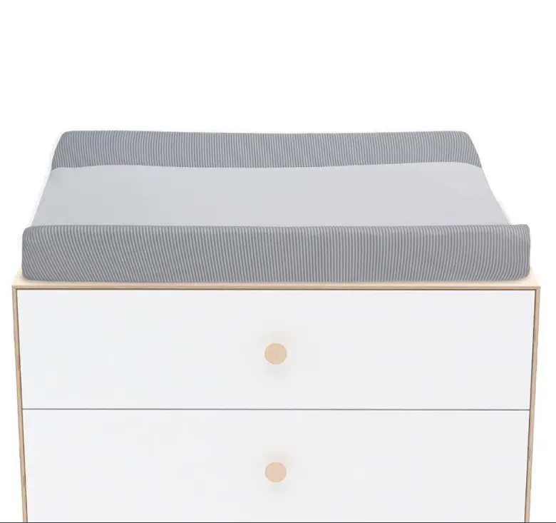 Living Textiles Jersey Change Pad Cover - Grey Stripe / Towelling