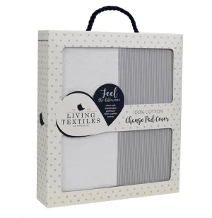 Living Textiles Jersey Change Pad Cover - Grey Stripe / Towelling