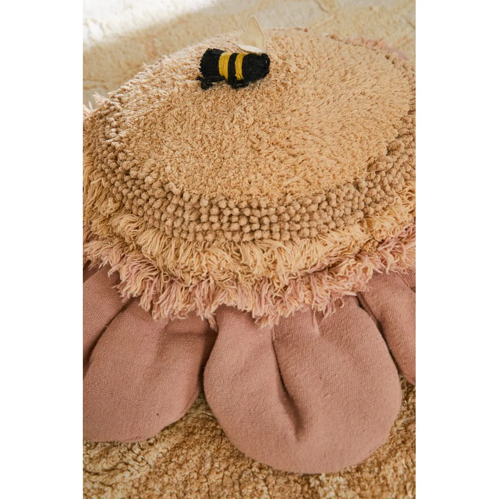 Lorena Canals Planet Bee Pink Daisy Machine Washable Floor Cushion - 70cm (Pre-Order; Est. Delivery in 4-8 Weeks)