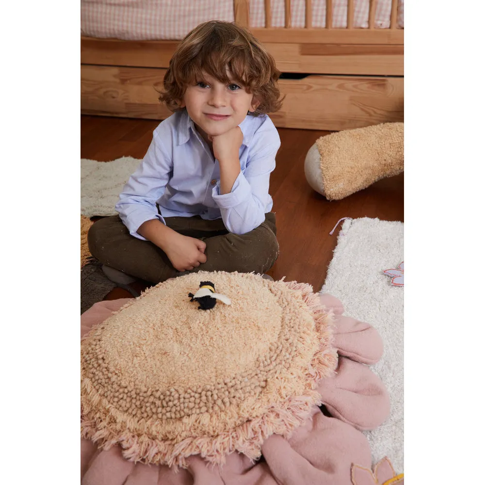 Lorena Canals Planet Bee Pink Daisy Machine Washable Floor Cushion - 70cm (Pre-Order; Est. Delivery in 4-8 Weeks)