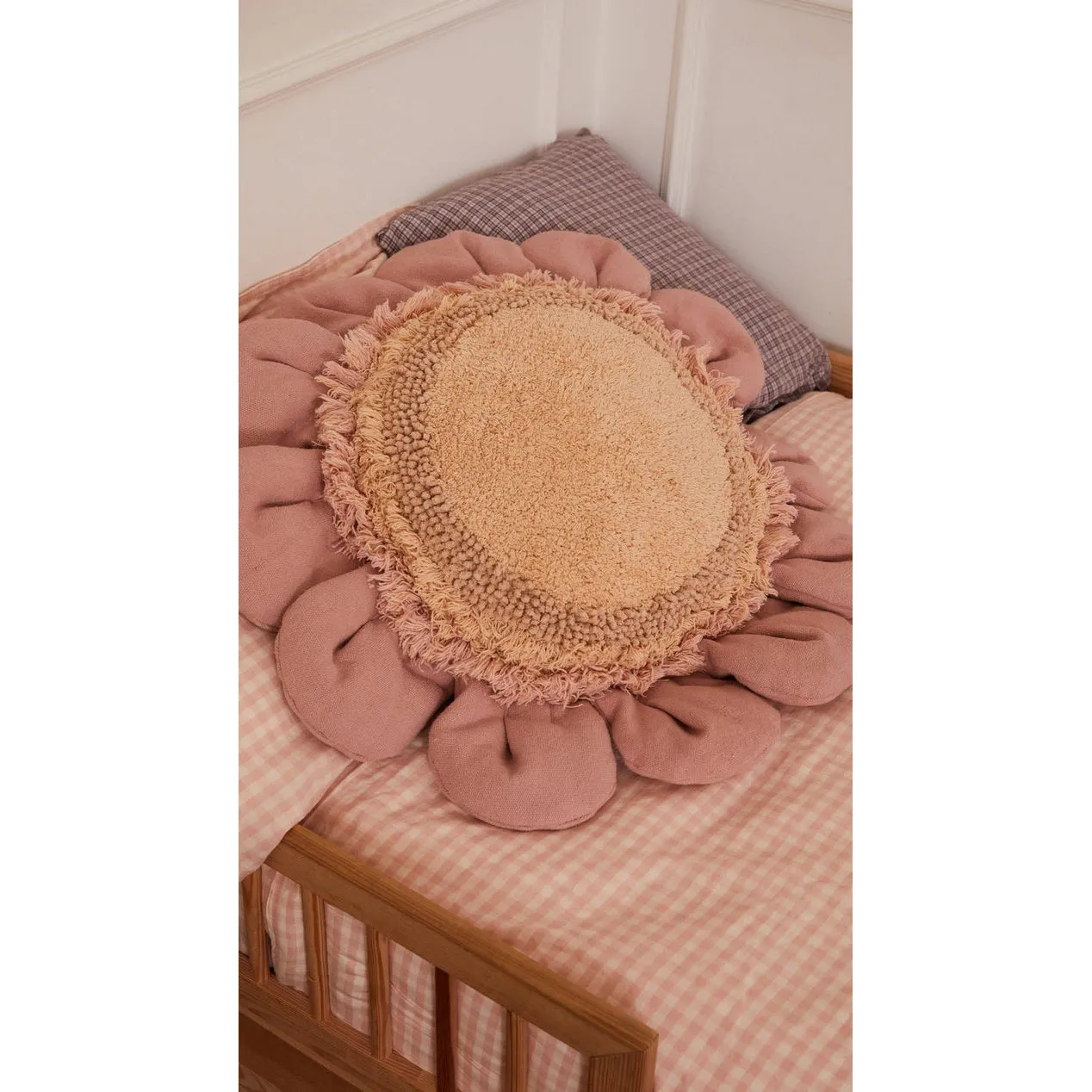 Lorena Canals Planet Bee Pink Daisy Machine Washable Floor Cushion - 70cm (Pre-Order; Est. Delivery in 4-8 Weeks)