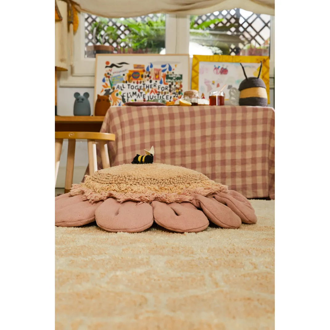 Lorena Canals Planet Bee Pink Daisy Machine Washable Floor Cushion - 70cm (Pre-Order; Est. Delivery in 4-8 Weeks)