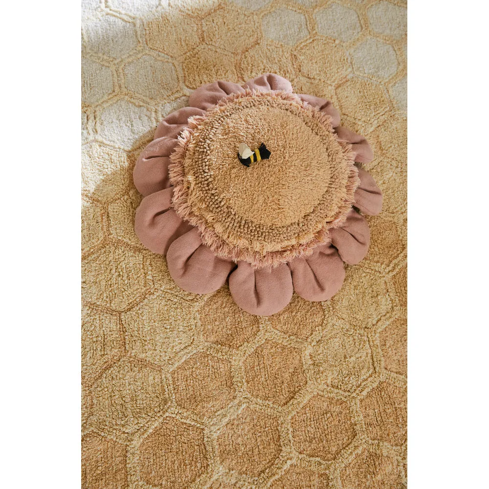Lorena Canals Planet Bee Pink Daisy Machine Washable Floor Cushion - 70cm (Pre-Order; Est. Delivery in 4-8 Weeks)