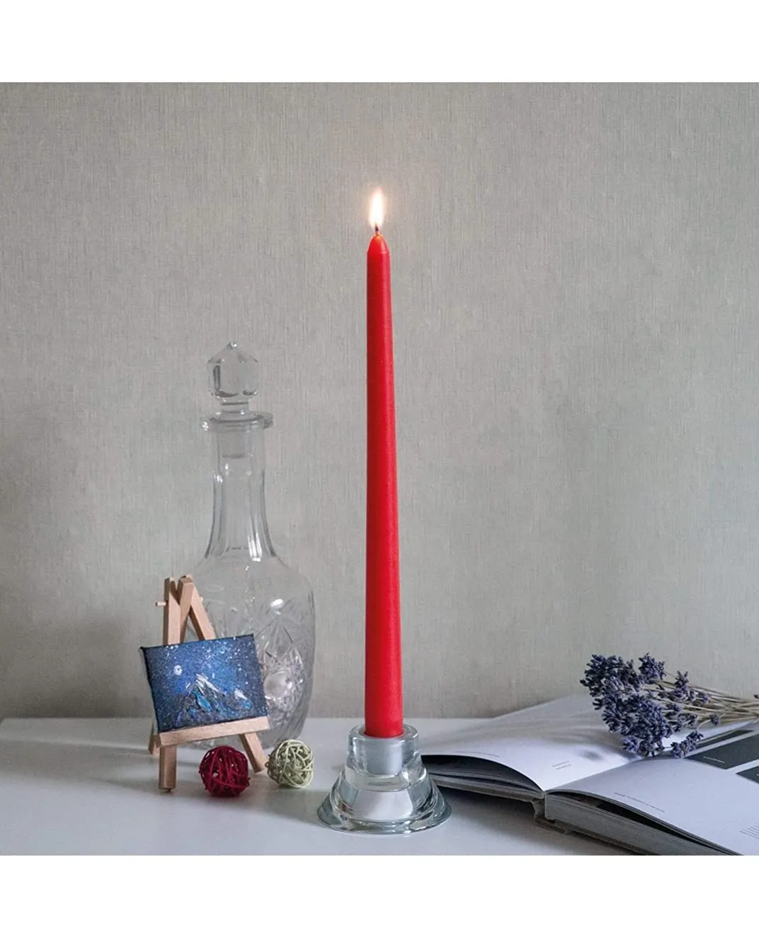 LTYNE n10 inch Taper Candles Set of 16 - Dripless Taper Candles and Unscented Candlesticks - Perfect as Dinner Candles and Household Candles – Red Candles