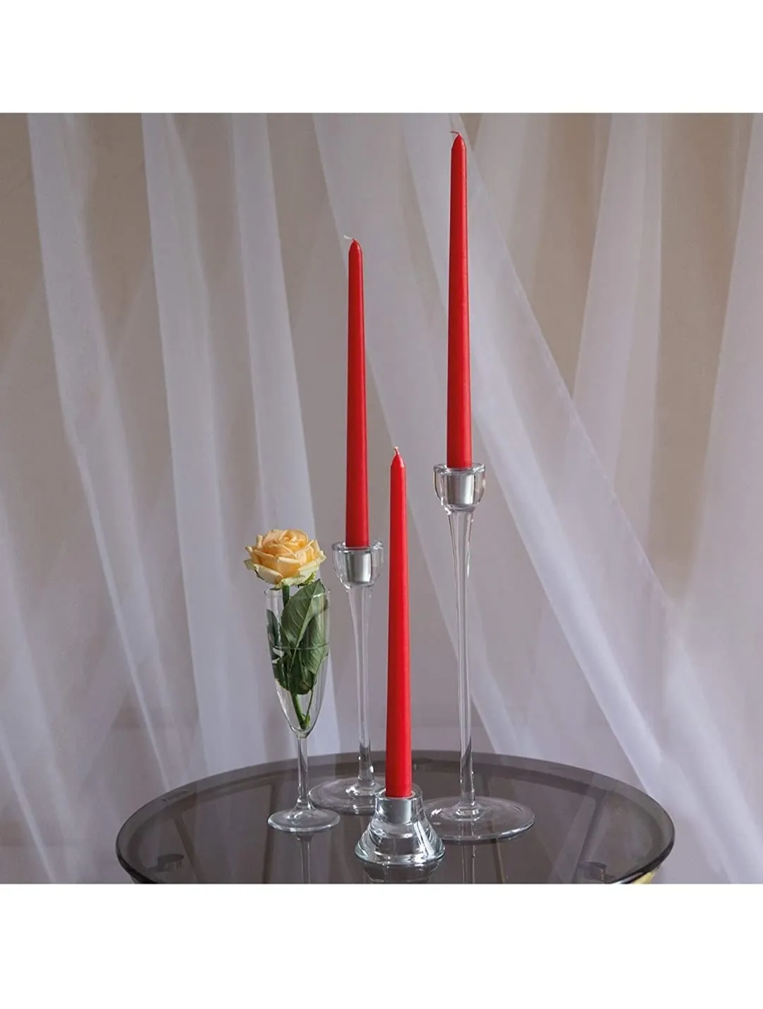 LTYNE n10 inch Taper Candles Set of 16 - Dripless Taper Candles and Unscented Candlesticks - Perfect as Dinner Candles and Household Candles – Red Candles