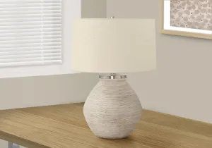LuminaGlow 25"H Table Lamp - Cream Concrete with Beige Shade, Embrace Contemporary Elegance