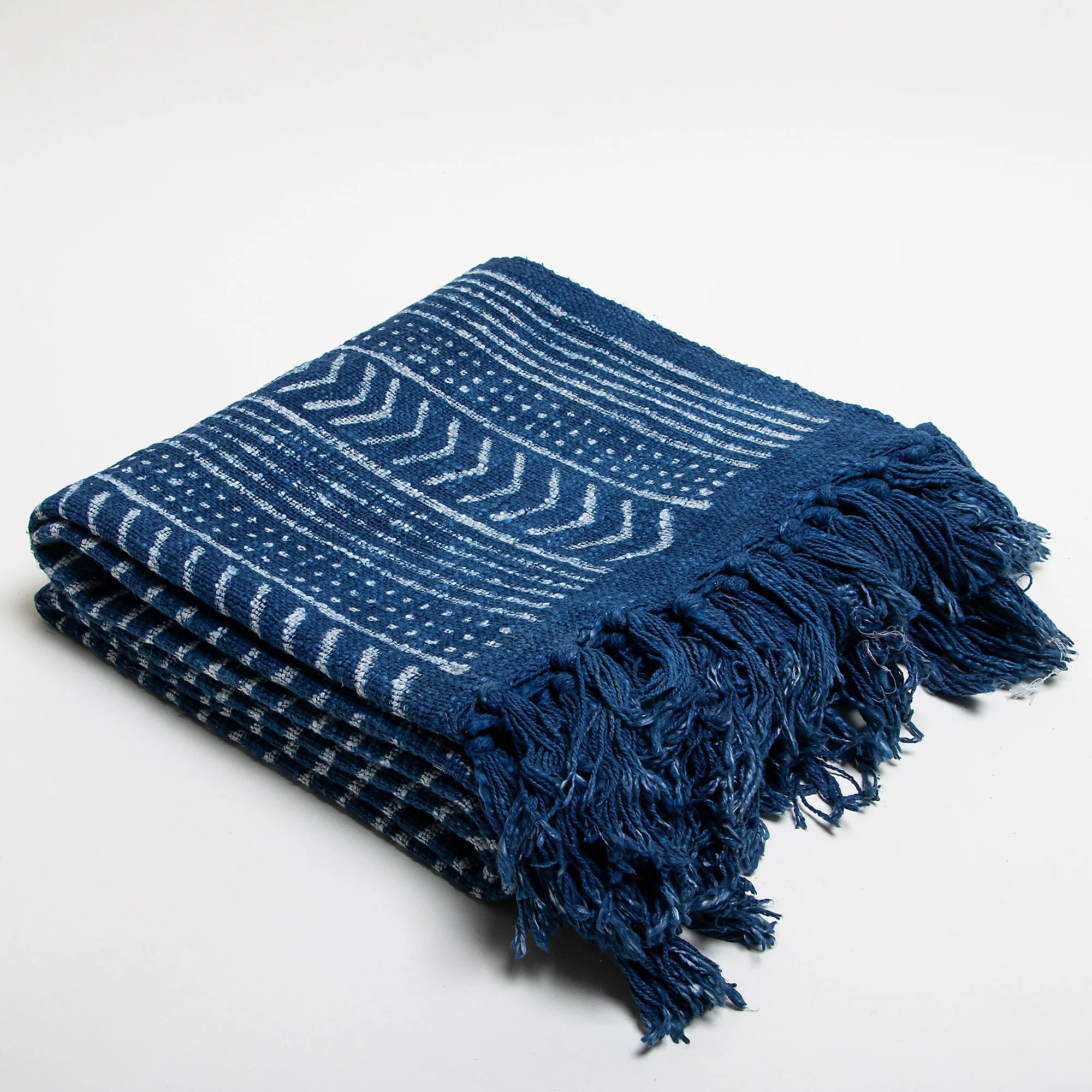 Luxury Blue Abstract Decorative Block Print Throw Blanket