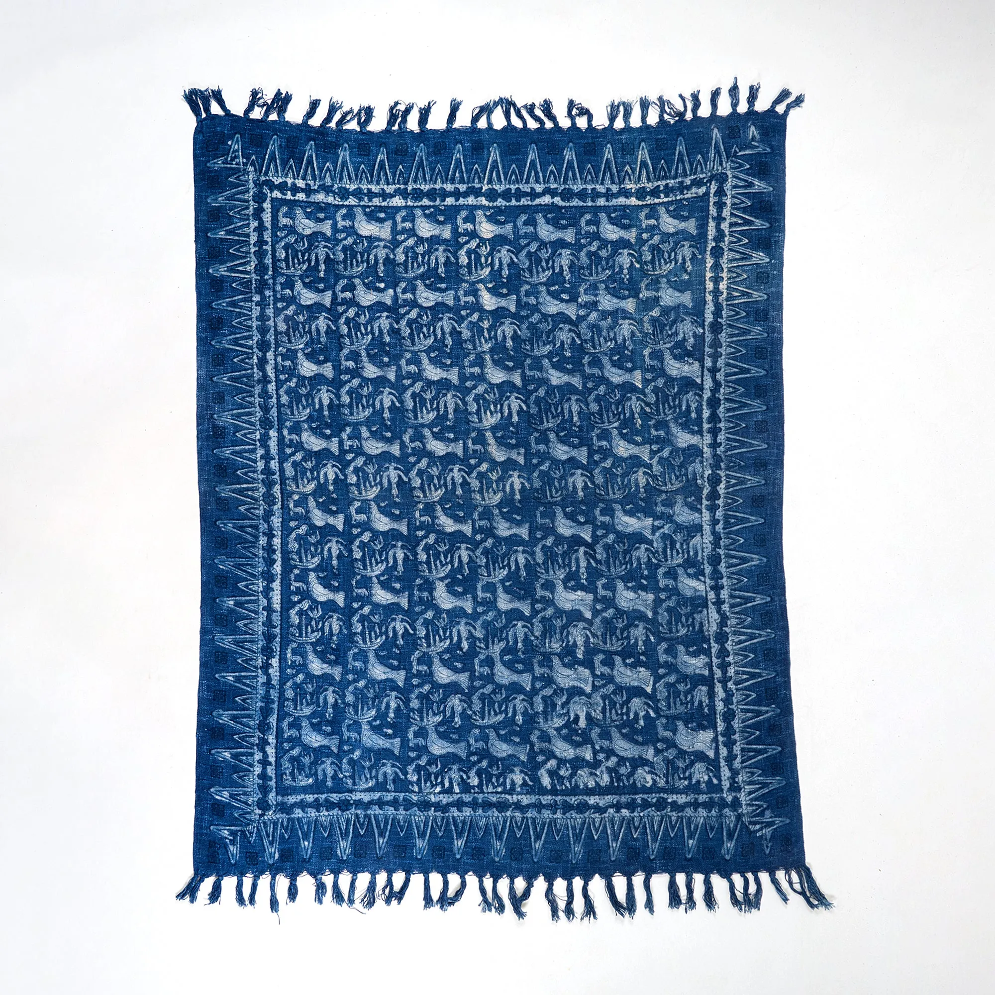 Luxury Blue Bird Print Cotton 3-Seater Sofa Throws For Home Decor