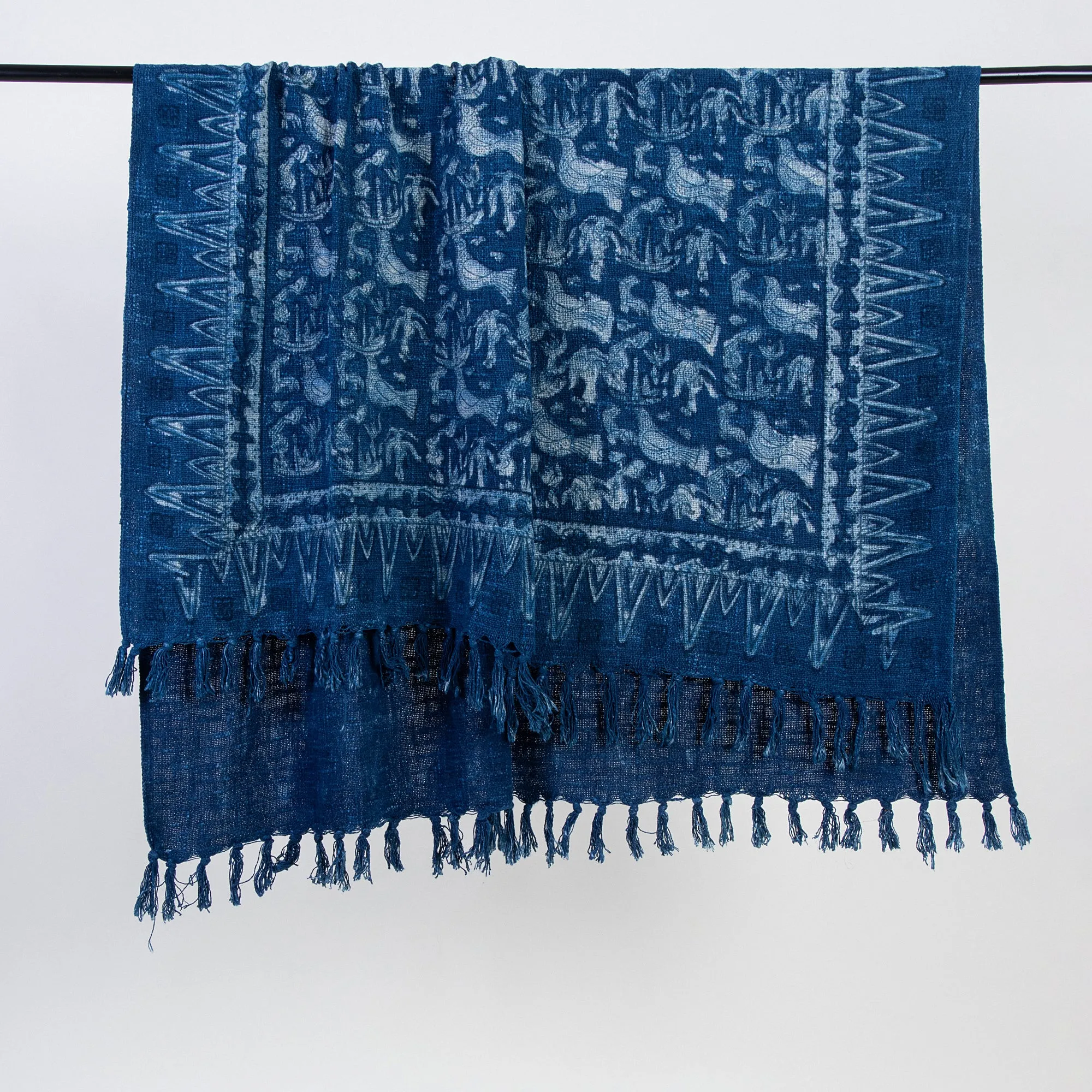 Luxury Blue Bird Print Cotton 3-Seater Sofa Throws For Home Decor