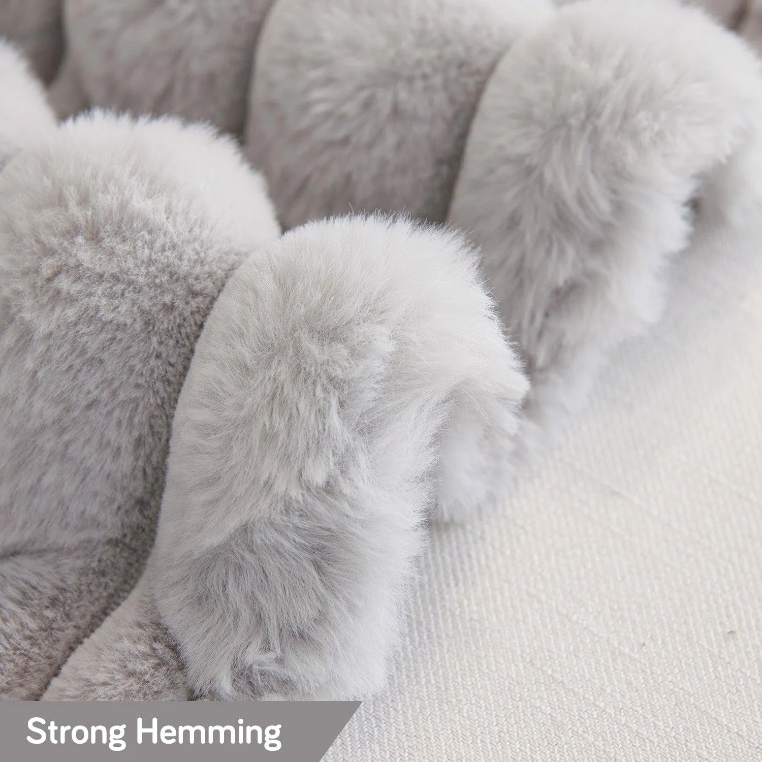 Luxury Waxy Faux Rabbit Fluffy Plush Sofa Throw, Cloud Grey