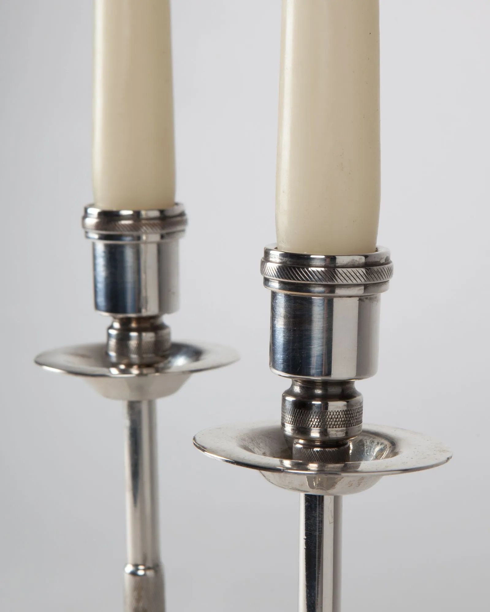 Machine Age Silverplate Candlesticks