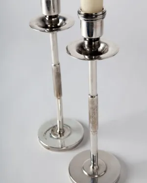 Machine Age Silverplate Candlesticks