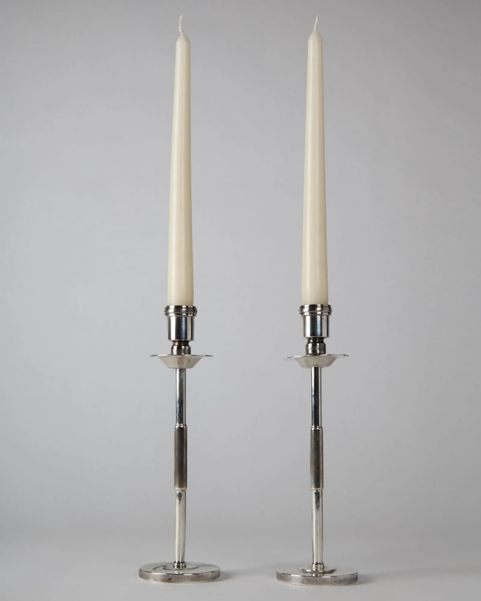 Machine Age Silverplate Candlesticks