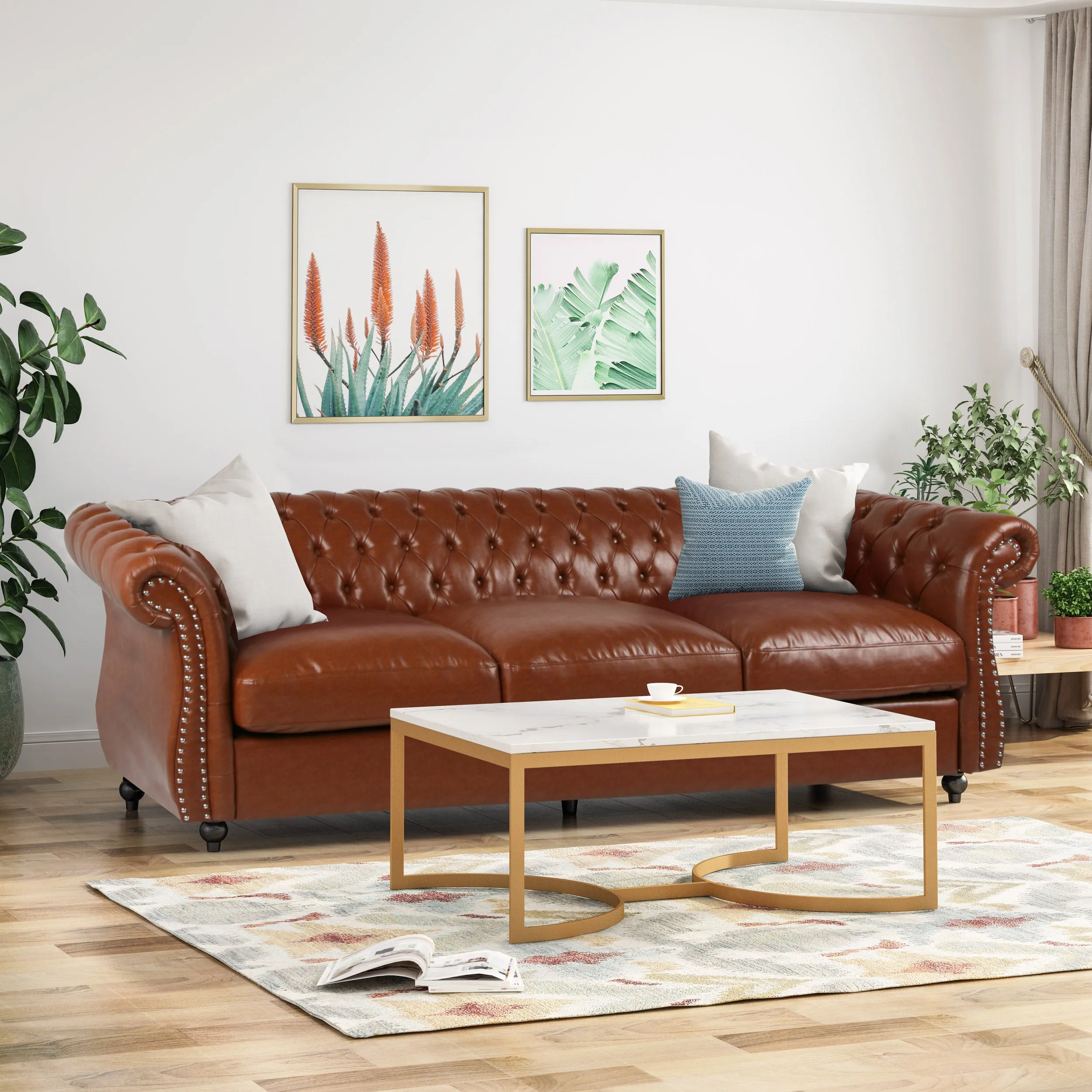 Madelena Chesterfield Tufted Sofa with Scroll Arms
