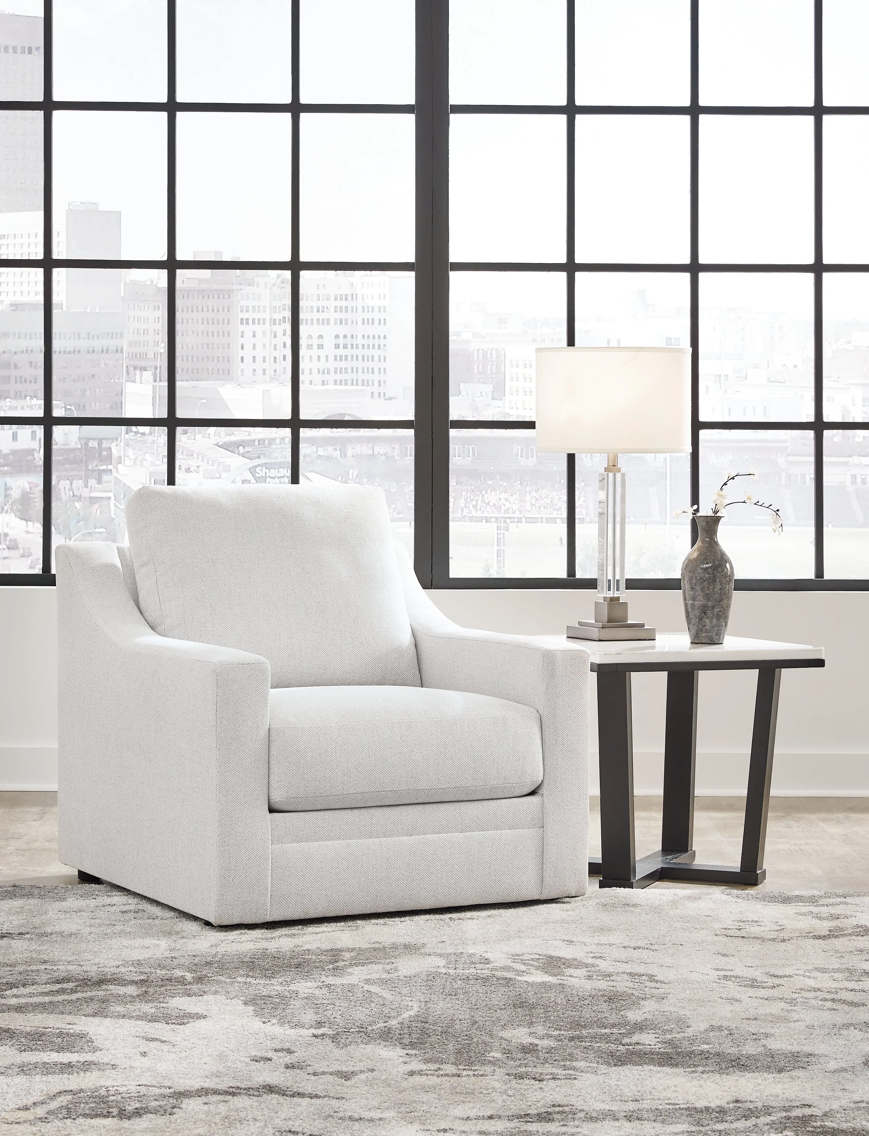 Maitelynn Sofa, Loveseat, Chair and Ottoman in Chalk