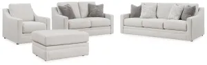Maitelynn Sofa, Loveseat, Chair and Ottoman in Chalk