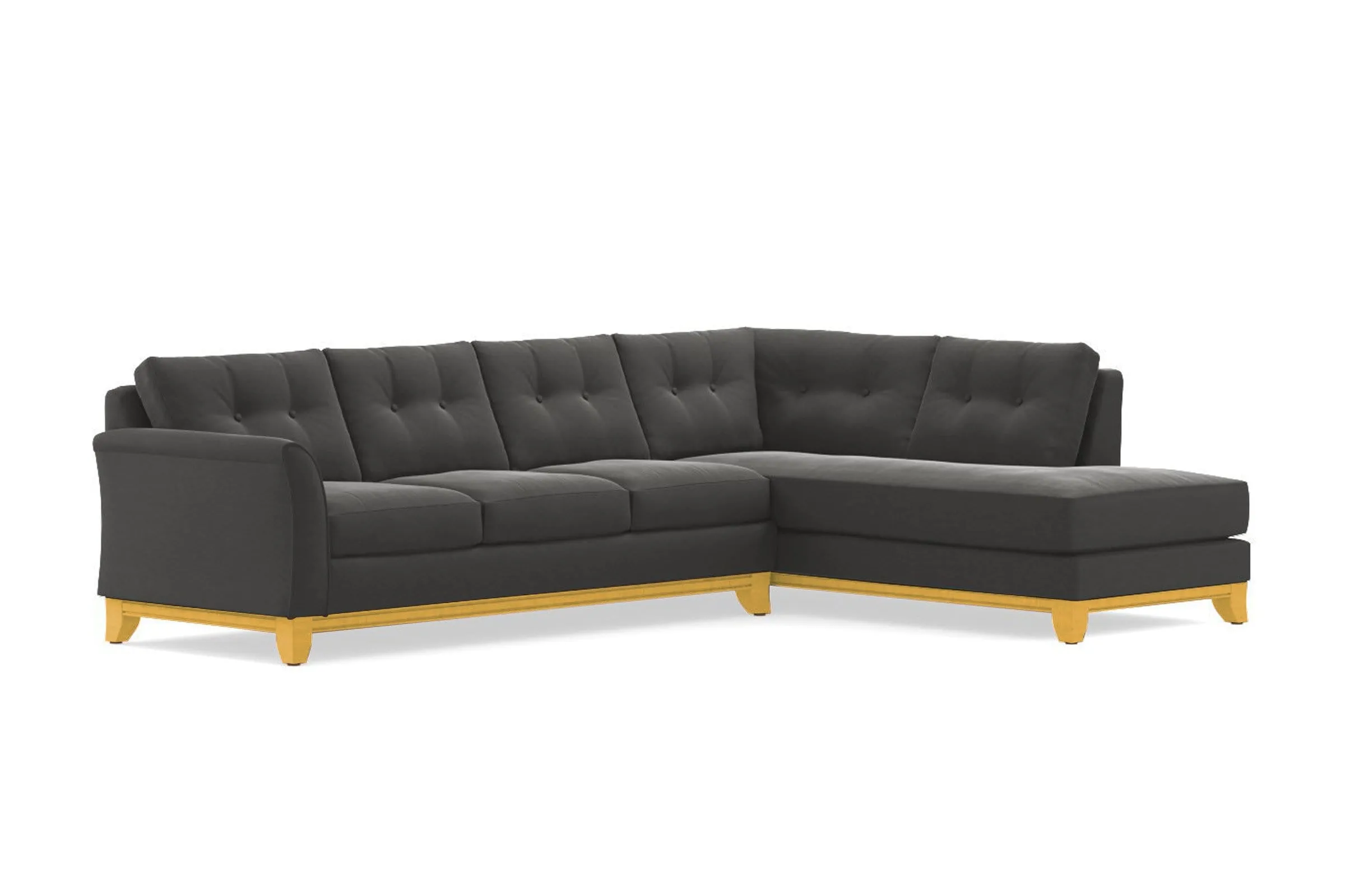Marco 2pc Sleeper Sectional :: Leg Finish: Natural / Configuration: RAF - Chaise on the Right / Sleeper Option: Memory Foam Mattress