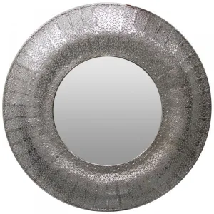 Marrakesh Round Morocco Patterned Mirror (Silver)