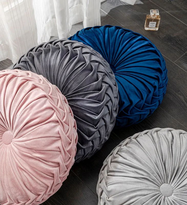 Mayfair & Bond Pleated Velvet Cushion, Charcoal- 40cm