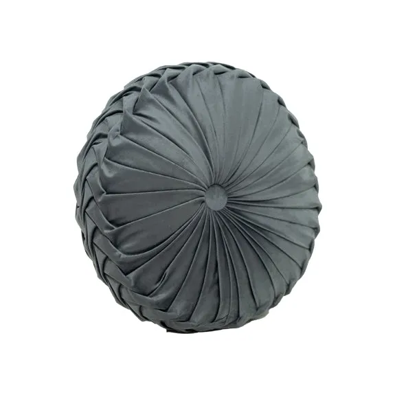 Mayfair & Bond Pleated Velvet Cushion, Charcoal- 40cm
