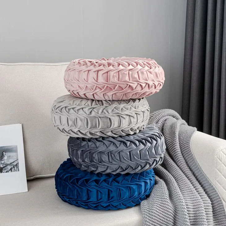 Mayfair & Bond Pleated Velvet Cushion, Charcoal- 40cm