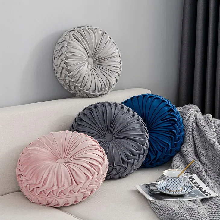 Mayfair & Bond Pleated Velvet Cushion, Charcoal- 40cm
