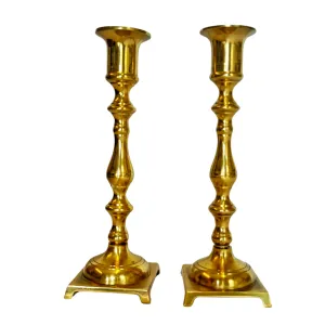 Medium Brass Candlesticks, Set of 2